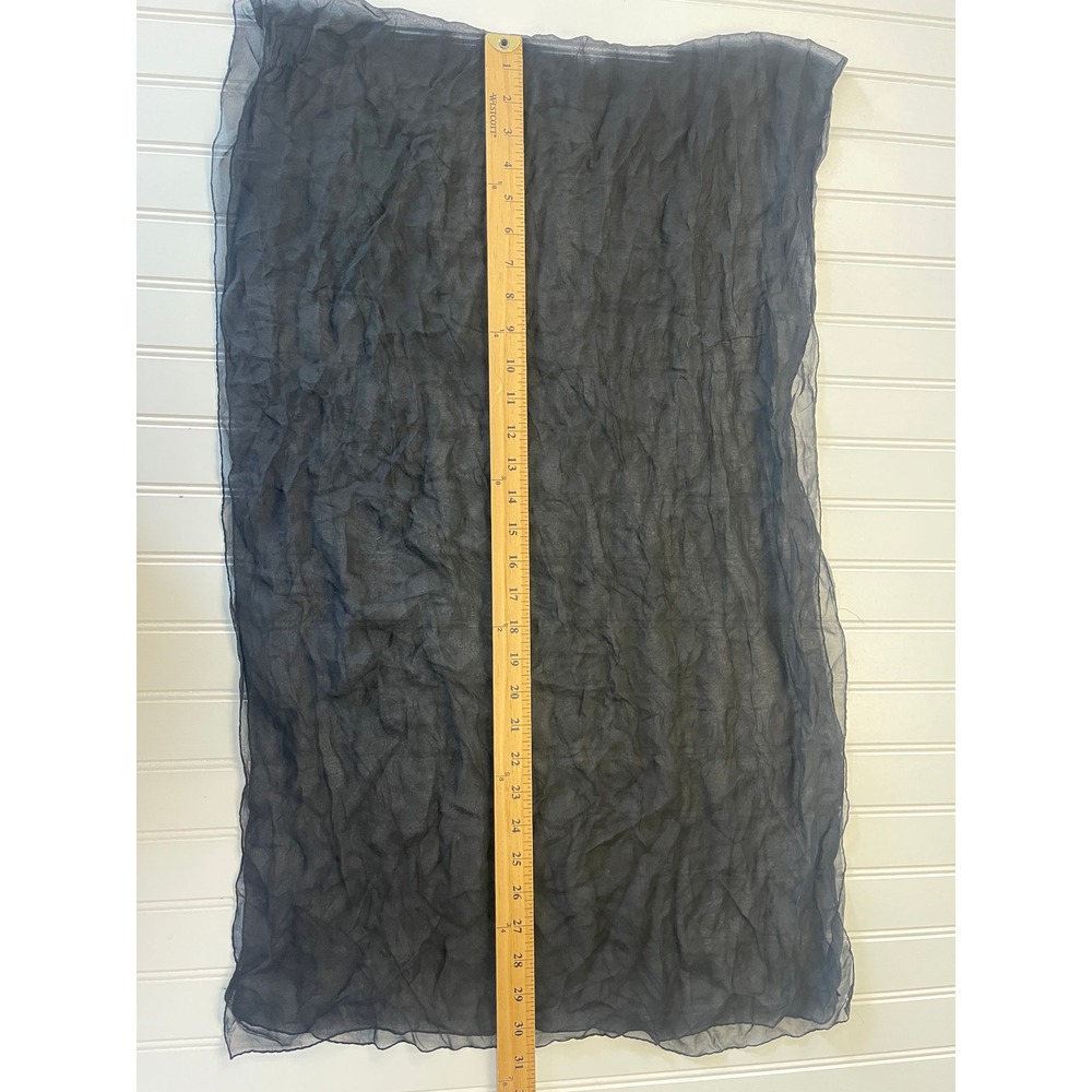Saks Fifth Avenue Silk Black Sheer Scarf Lightweight Wrap Accessory - Picture 3 of 7